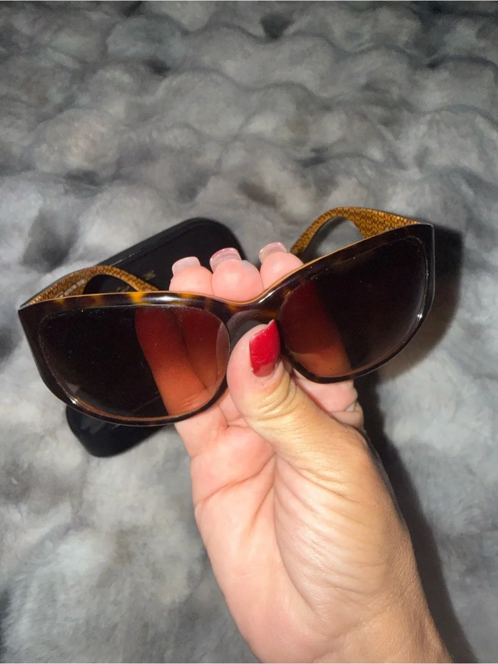 Coach Tortoiseshell and Gold Oversized Shield Sunglasses